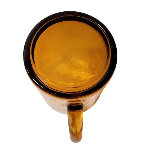 Hazel Atlas Pitcher Diamond Optic Amber Gold Glass Two Qt 64 OZ  Beverage MCM - Picture 6 of 6